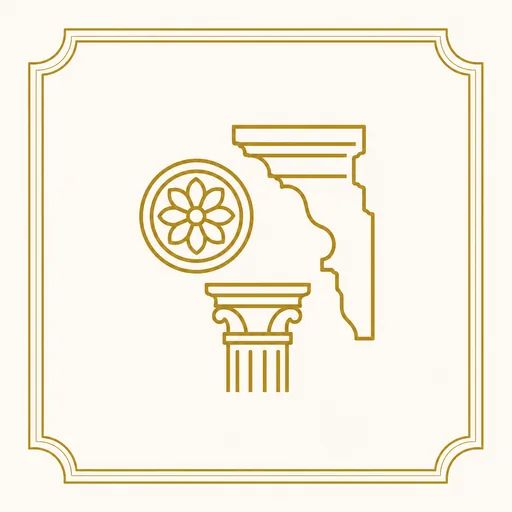 Stuckelemente: Säule, Stuckprofil und Rosette
